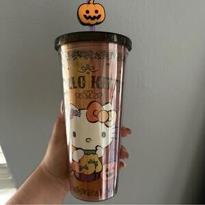 NEW Sanrio Halloween Hello Kitty Pumpkin Acrylic Travel Cup Tumbler